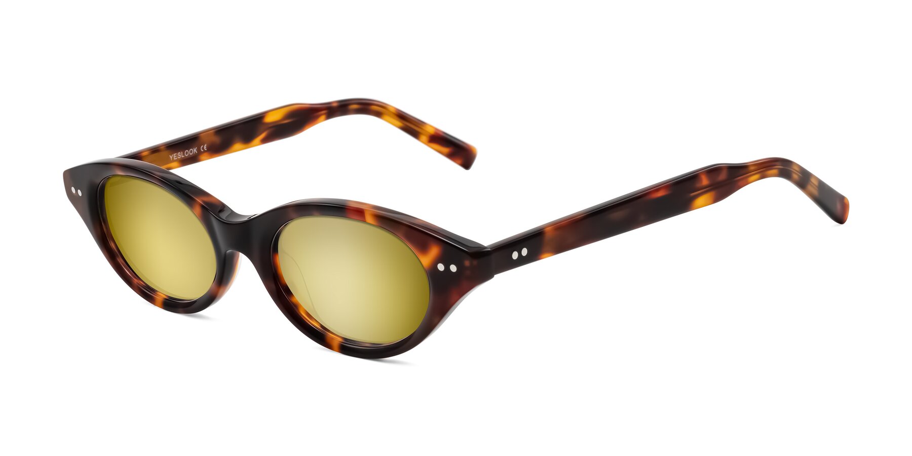 Angle of Mitri in Tortoise with Gold Mirrored Lenses