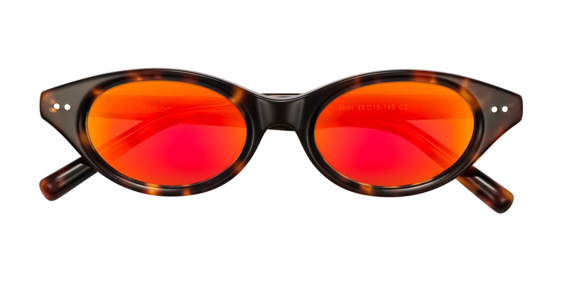 Folded Front of Mitri in Tortoise with Red Gold Mirrored Lenses
