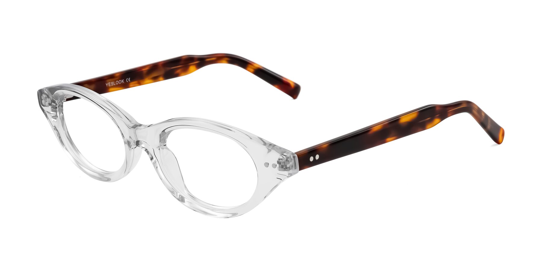 Angle of Mitri in Clear/Tortoise with Clear Eyeglass Lenses