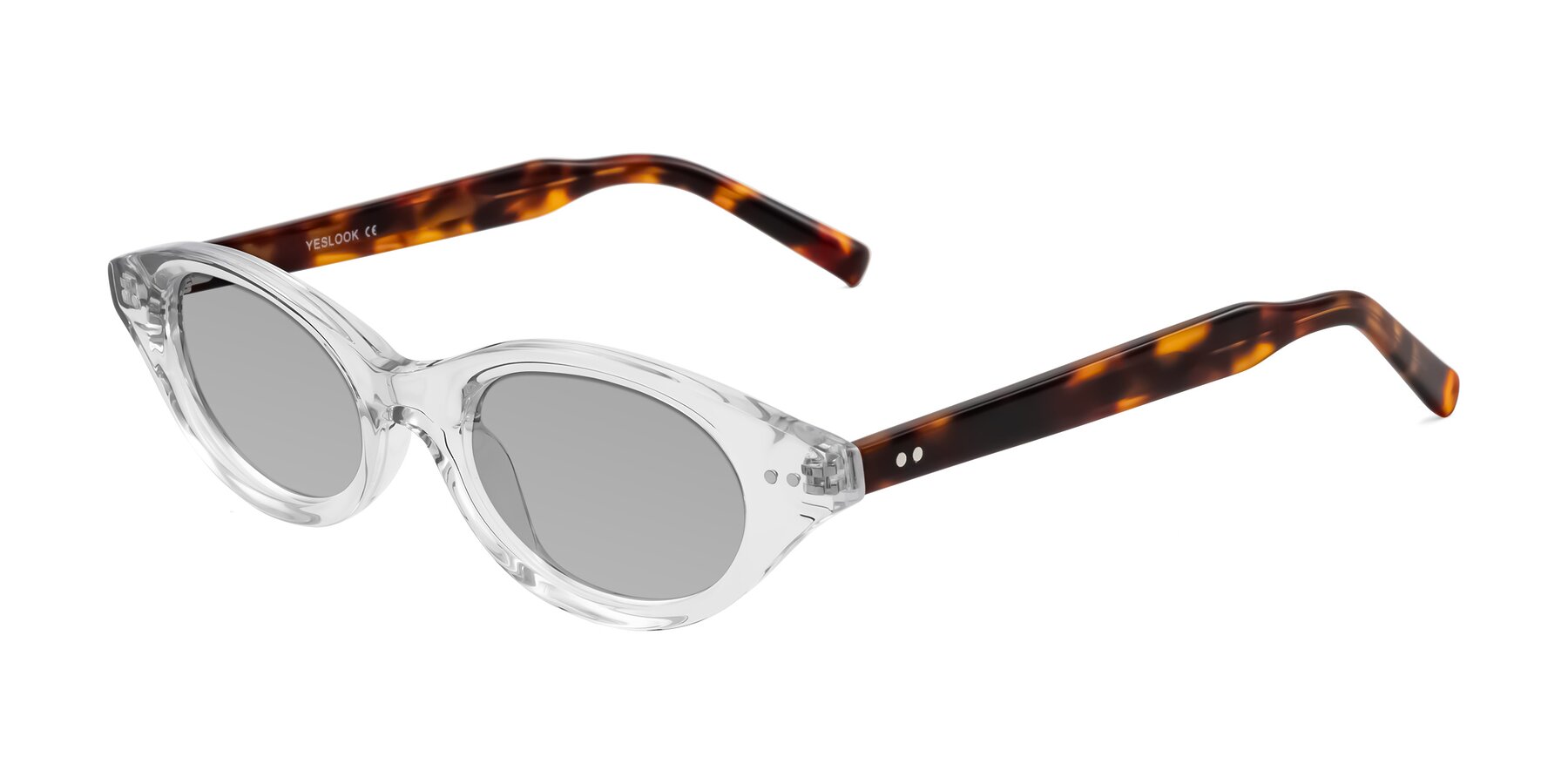 Angle of Mitri in Clear/Tortoise with Light Gray Tinted Lenses