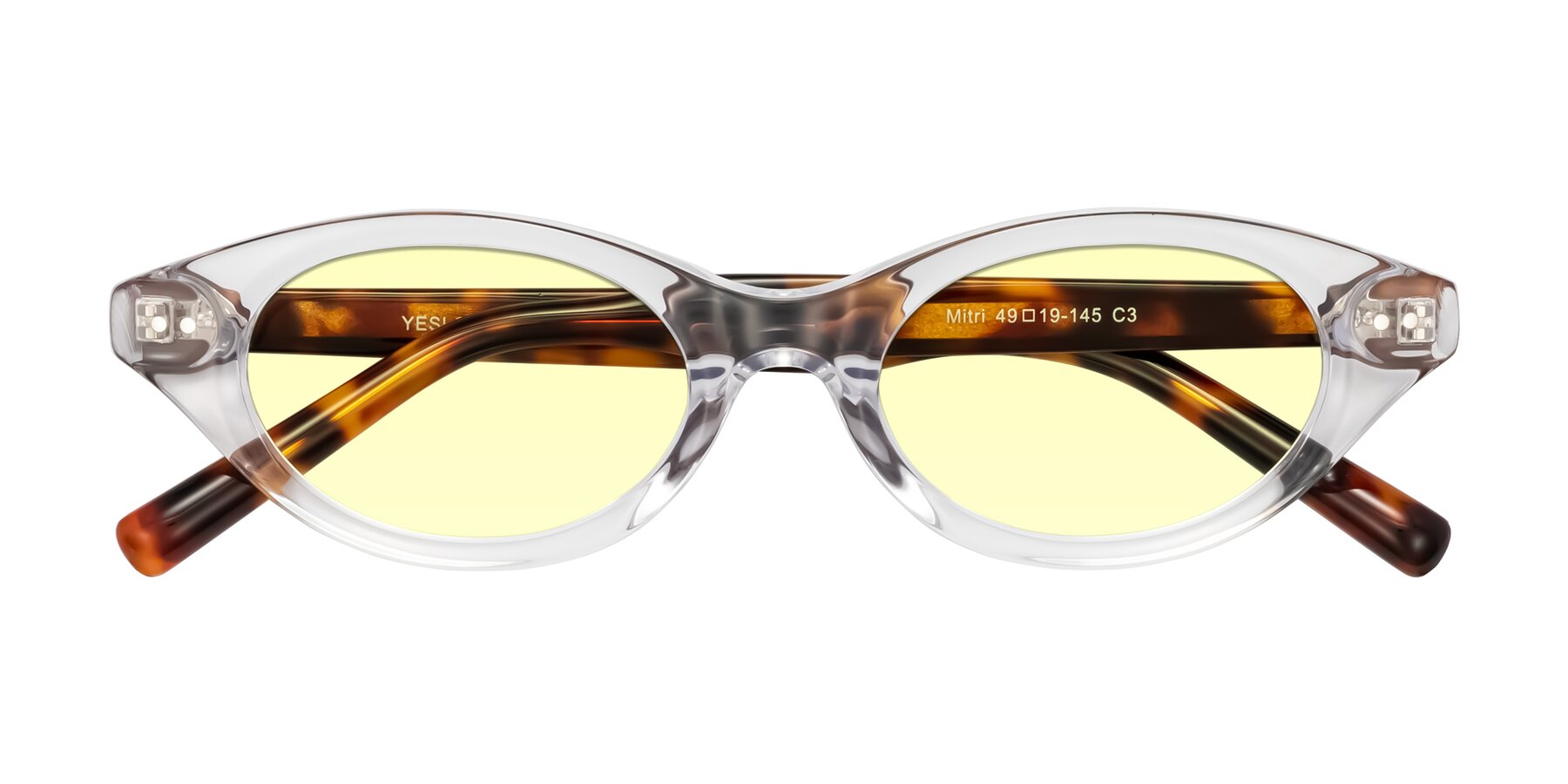 Folded Front of Mitri in Clear/Tortoise with Light Yellow Tinted Lenses