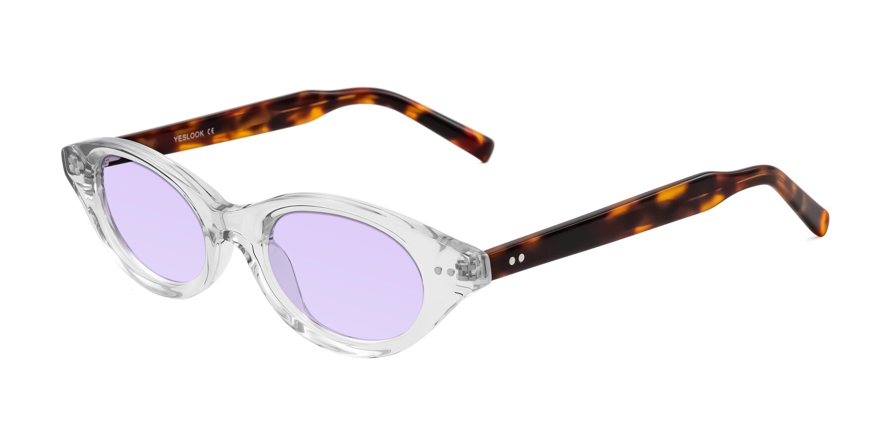 Angle of Mitri in Clear/Tortoise with Light Purple Tinted Lenses