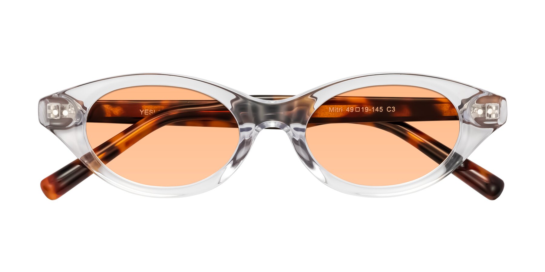 Folded Front of Mitri in Clear/Tortoise with Light Orange Tinted Lenses