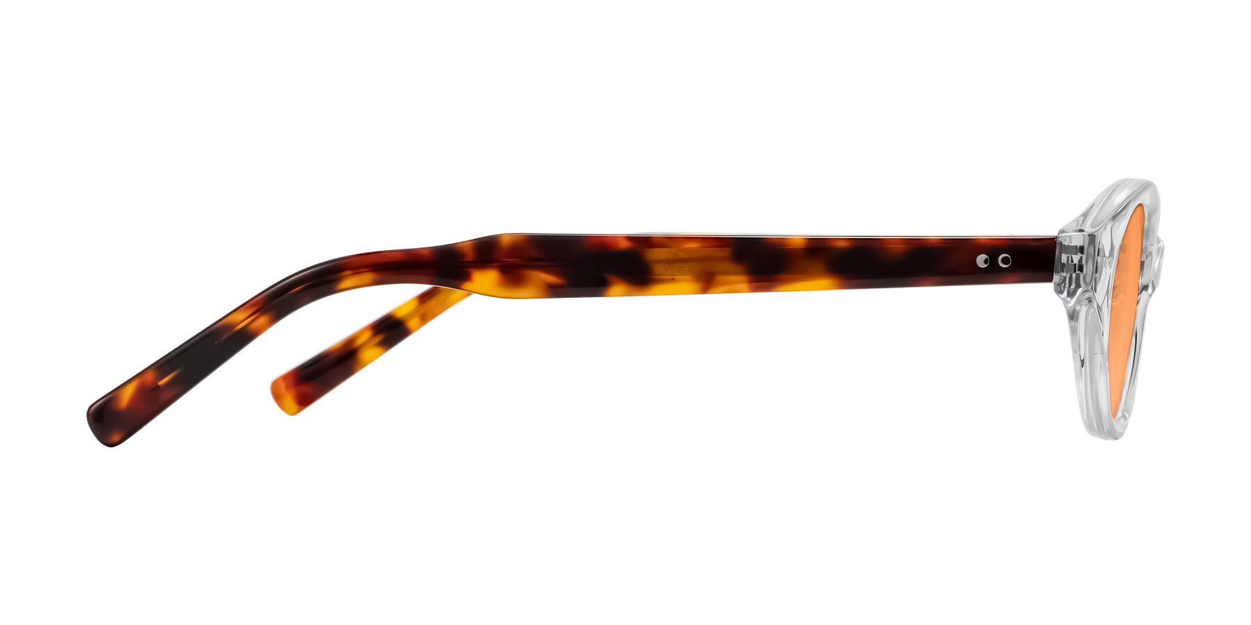 Side of Mitri in Clear/Tortoise with Medium Orange Tinted Lenses