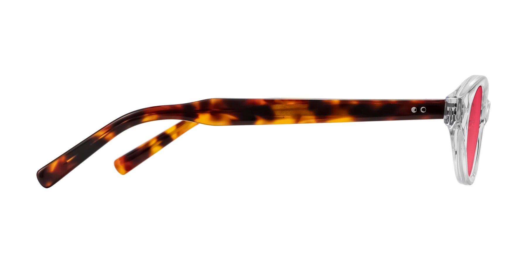 Side of Mitri in Clear/Tortoise with Red Tinted Lenses