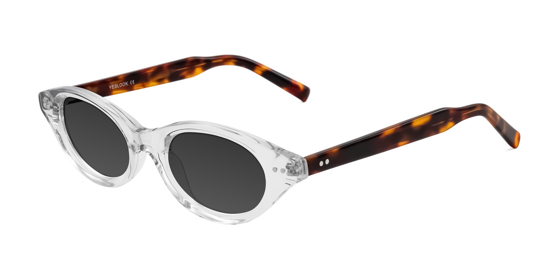 Angle of Mitri in Clear/Tortoise with Gray Tinted Lenses