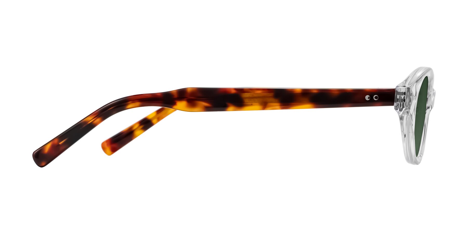 Side of Mitri in Clear/Tortoise with Green Tinted Lenses