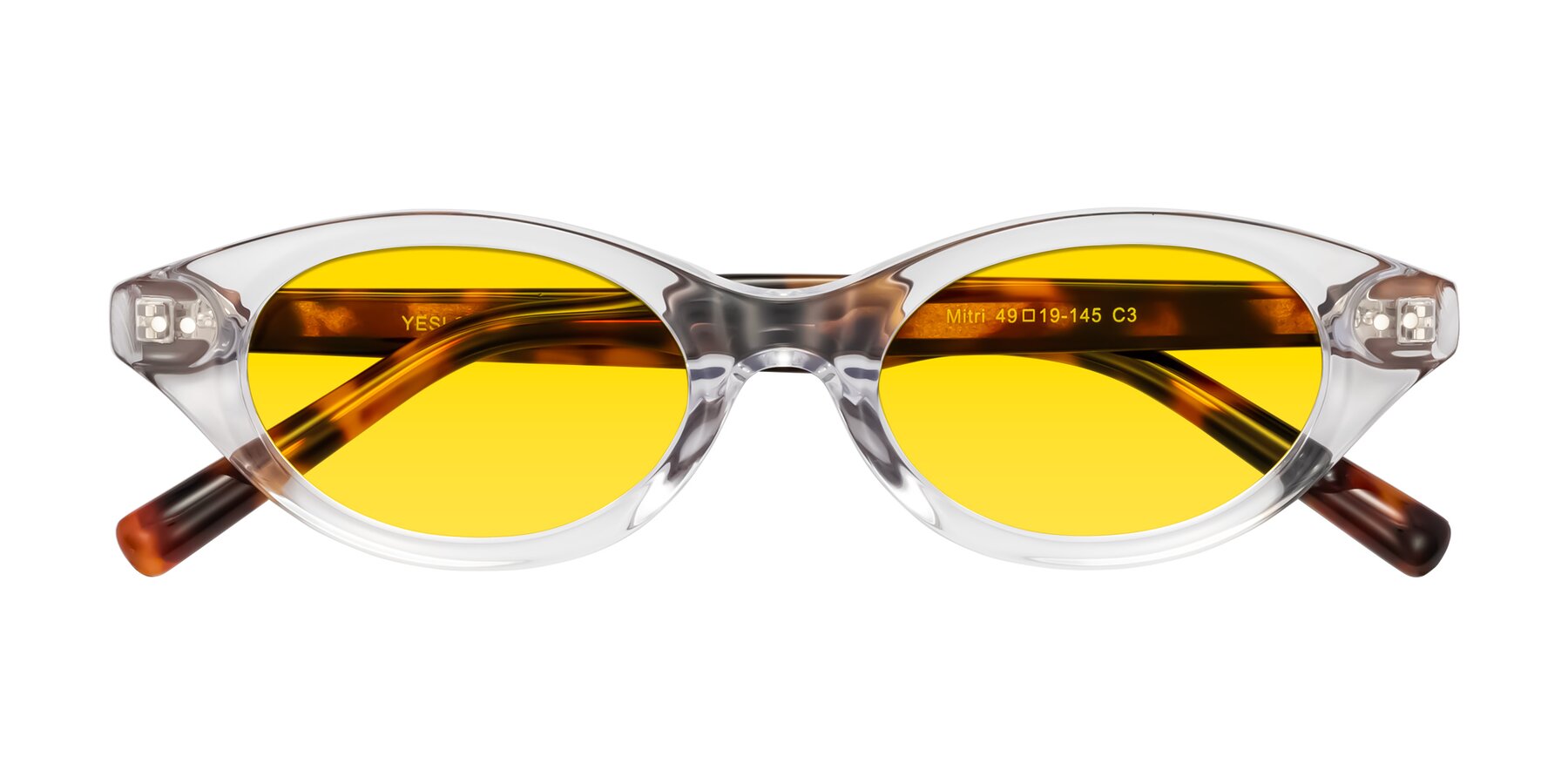 Folded Front of Mitri in Clear/Tortoise with Yellow Tinted Lenses