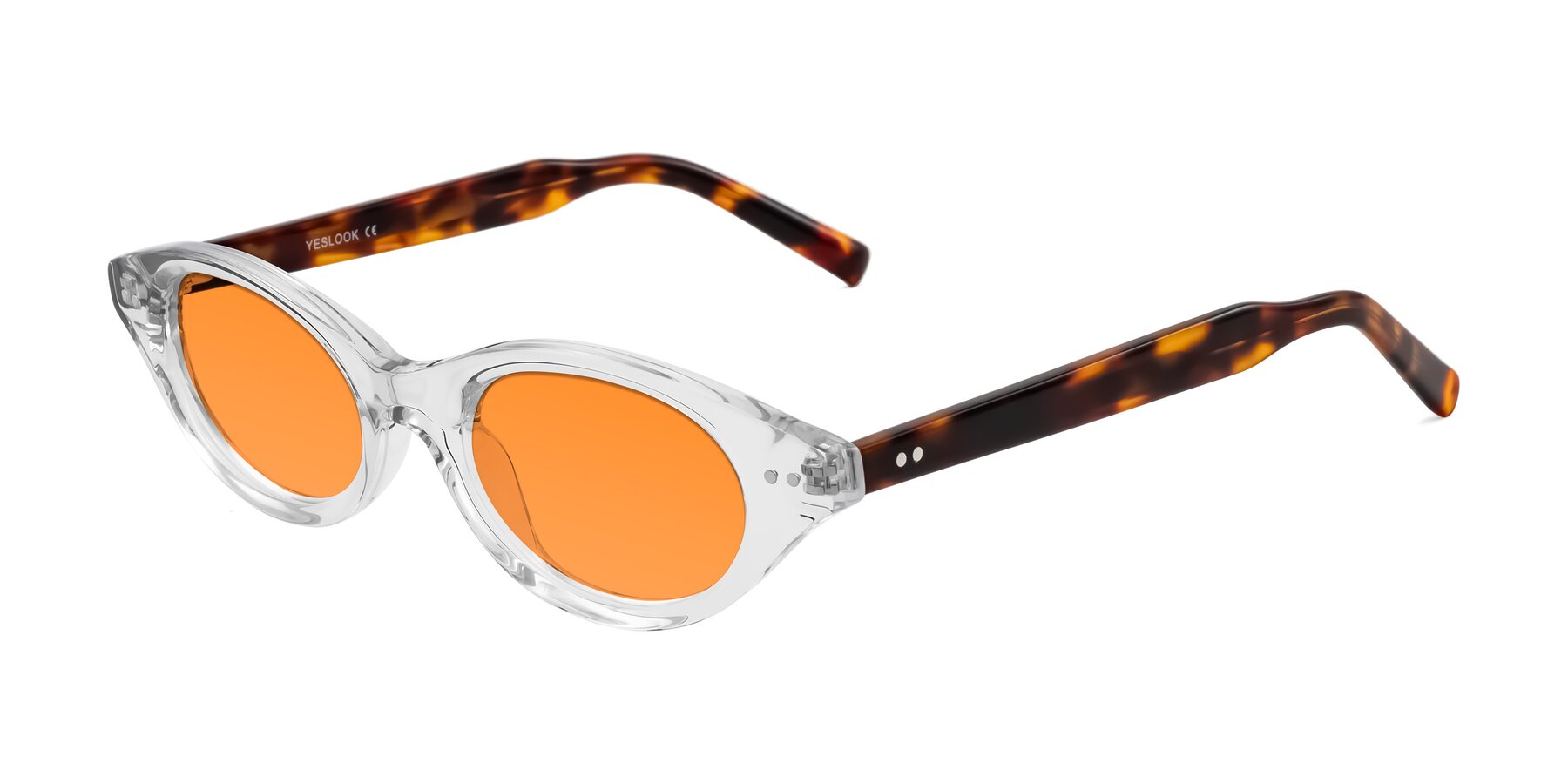 Angle of Mitri in Clear/Tortoise with Orange Tinted Lenses