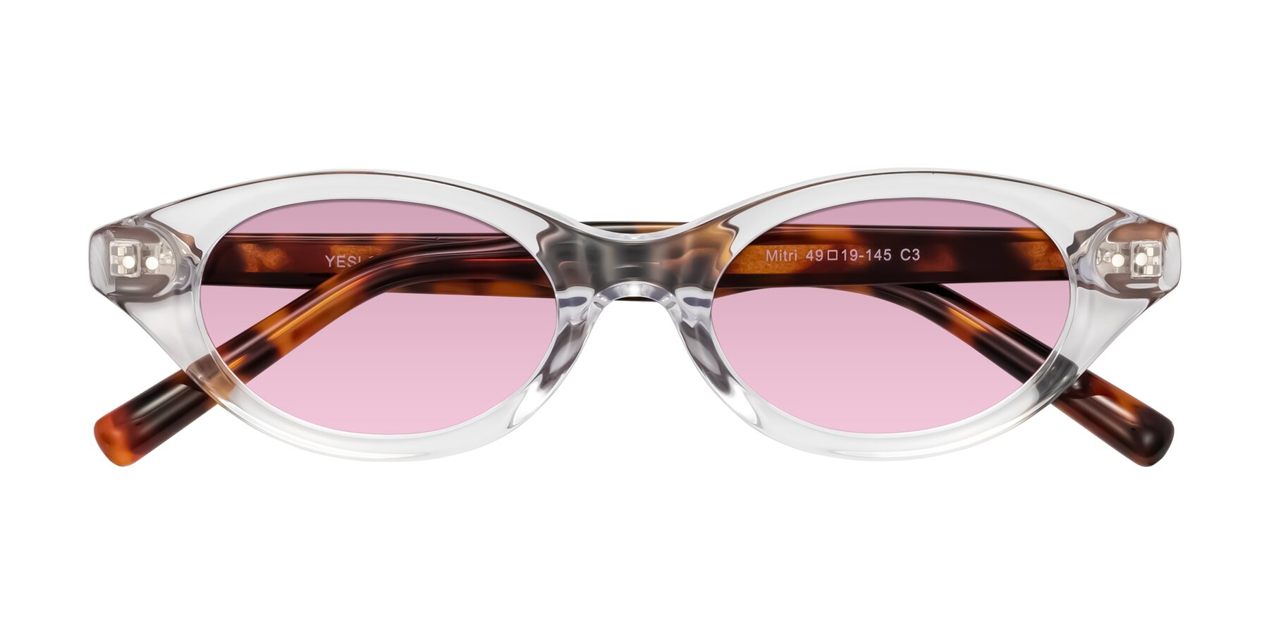Folded Front of Mitri in Clear/Tortoise with Light Wine Tinted Lenses