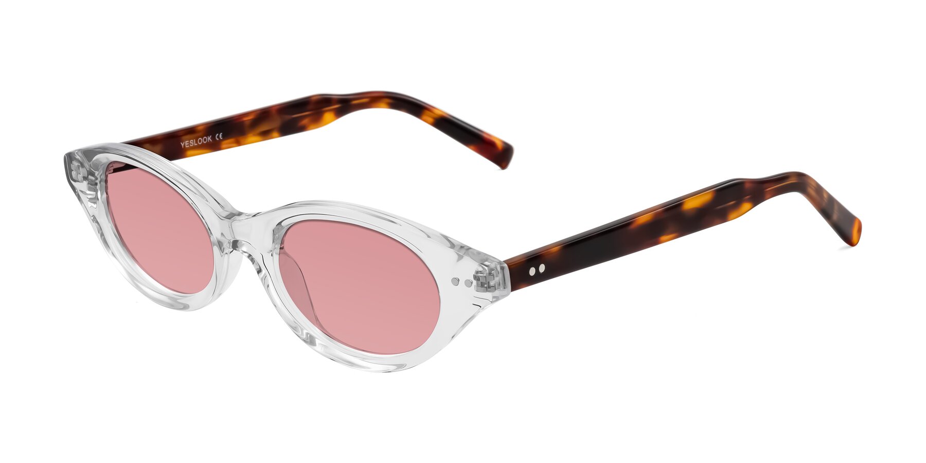 Angle of Mitri in Clear/Tortoise with Medium Garnet Tinted Lenses
