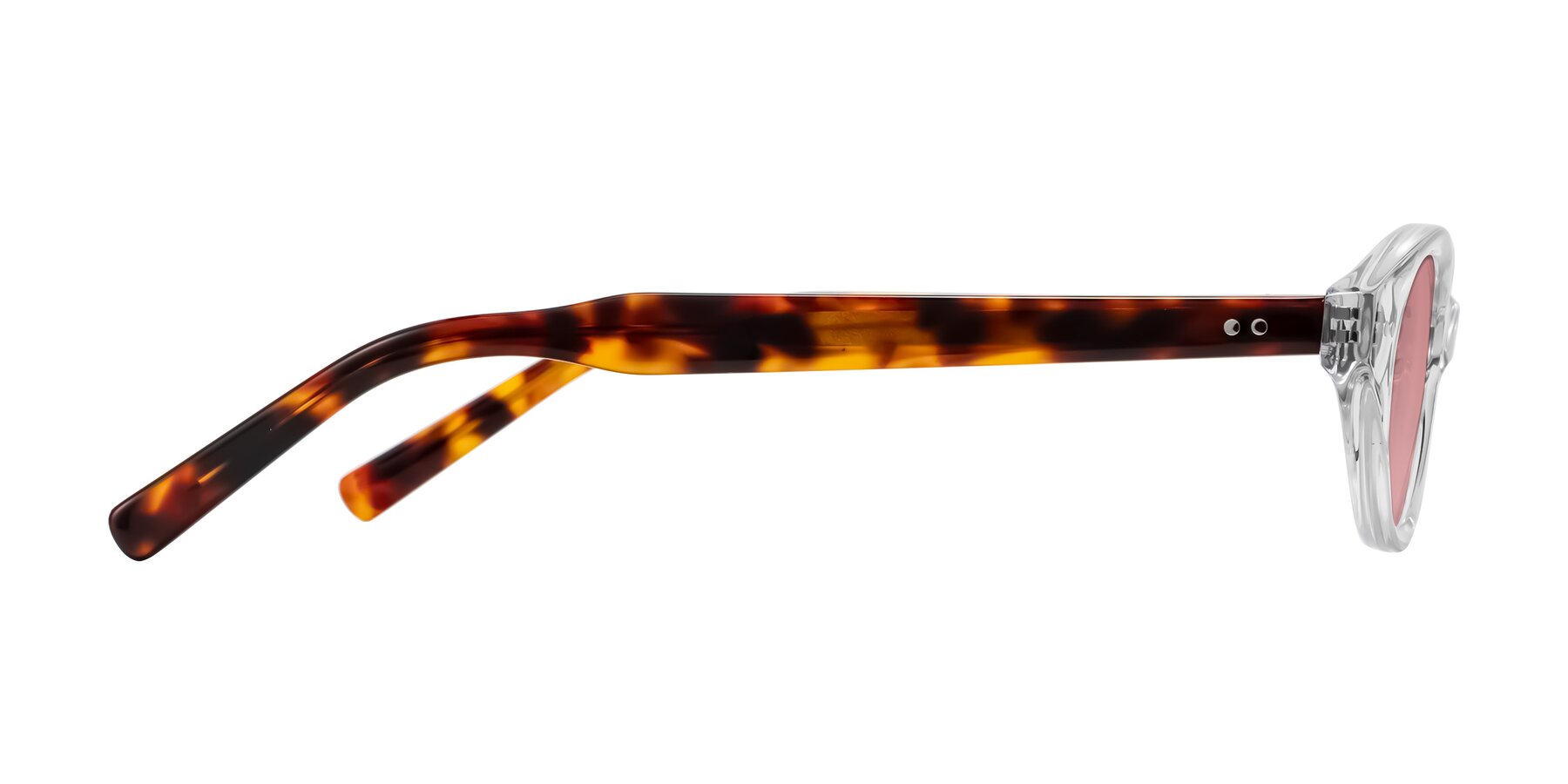 Side of Mitri in Clear/Tortoise with Medium Garnet Tinted Lenses