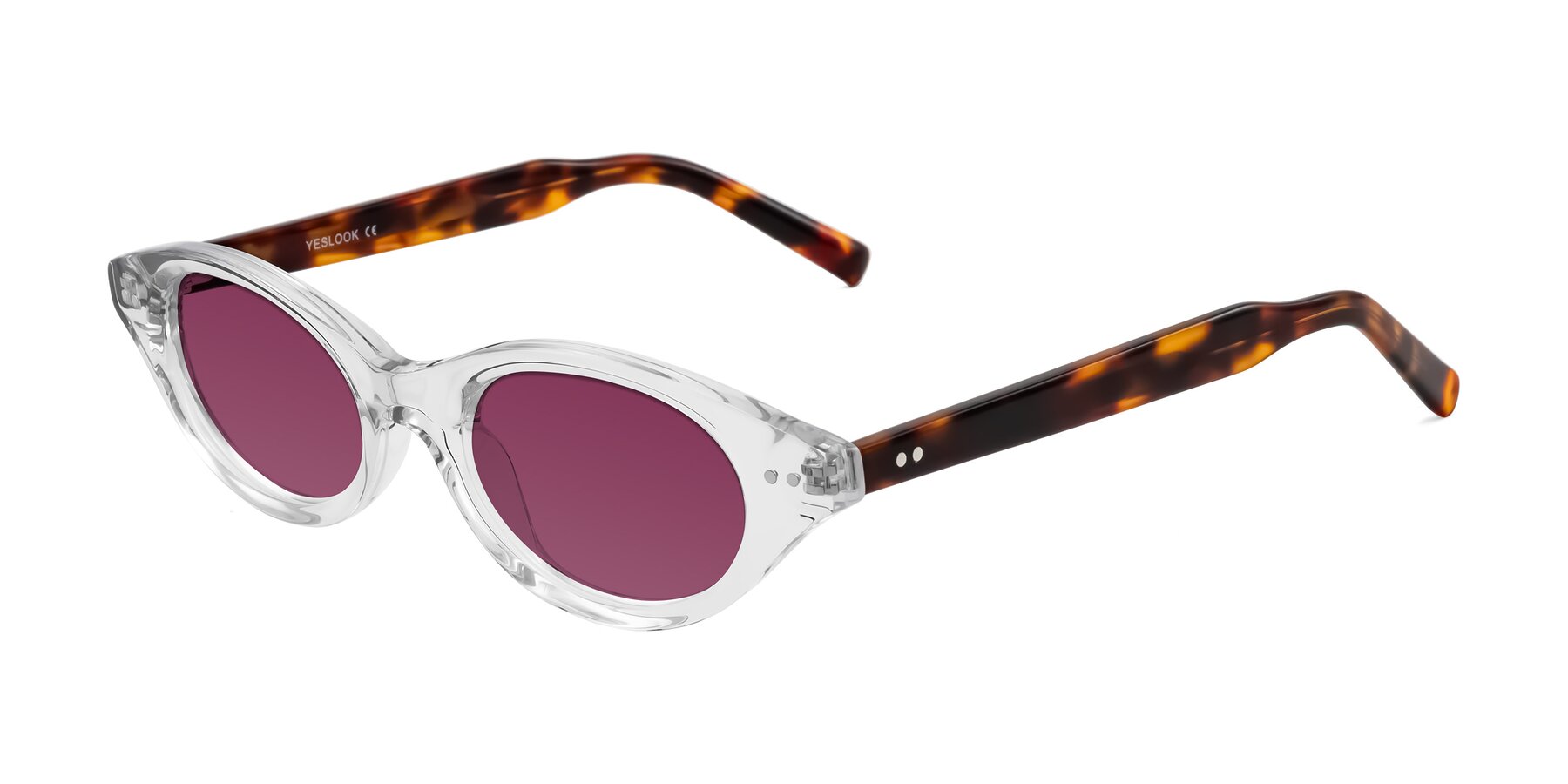 Angle of Mitri in Clear/Tortoise with Wine Tinted Lenses