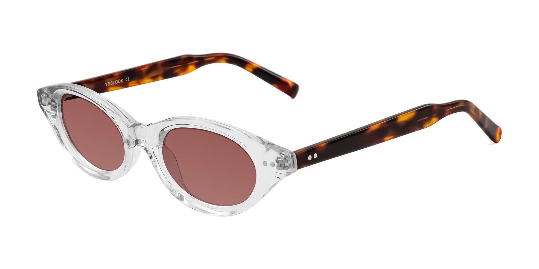 Angle of Mitri in Clear/Tortoise with Garnet Tinted Lenses