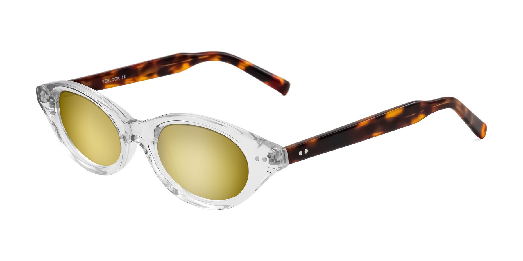 Angle of Mitri in Clear/Tortoise with Gold Mirrored Lenses