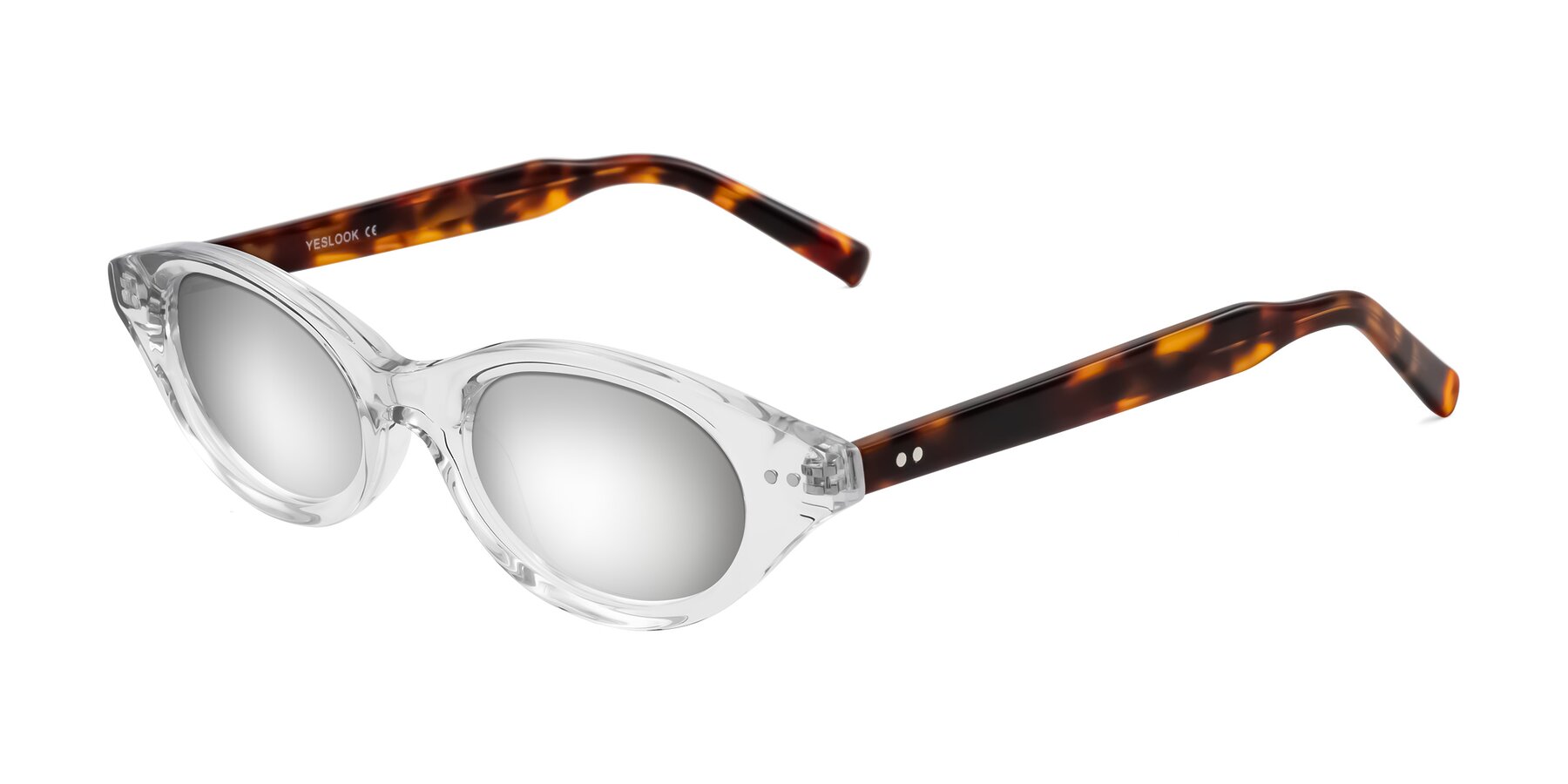 Angle of Mitri in Clear/Tortoise with Silver Mirrored Lenses
