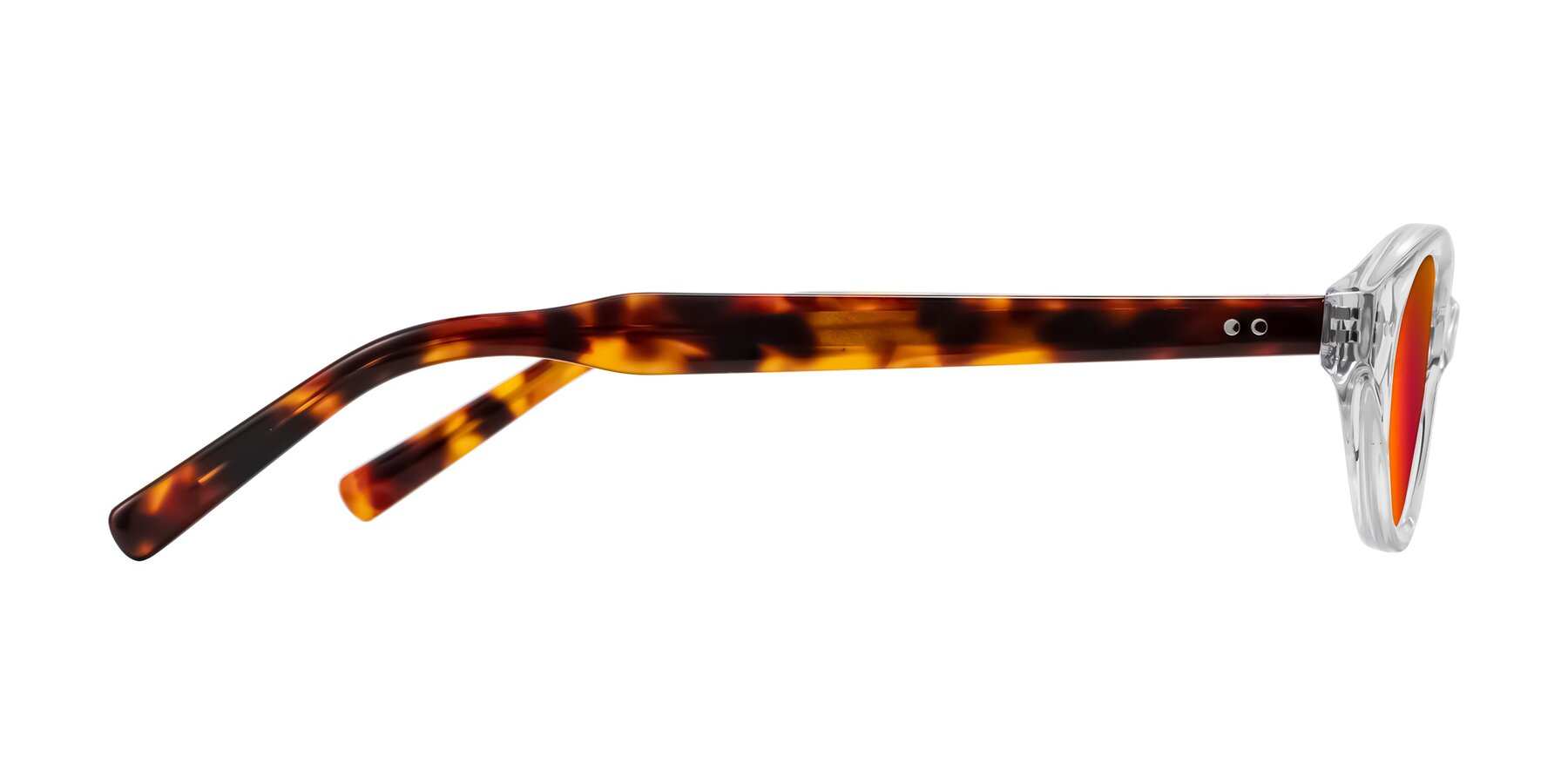 Side of Mitri in Clear/Tortoise with Red Gold Mirrored Lenses