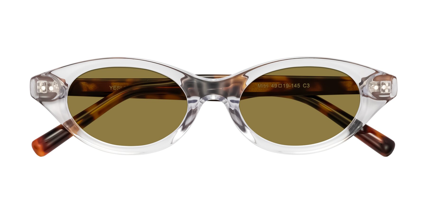 Folded Front of Mitri in Clear/Tortoise with Brown Polarized Lenses