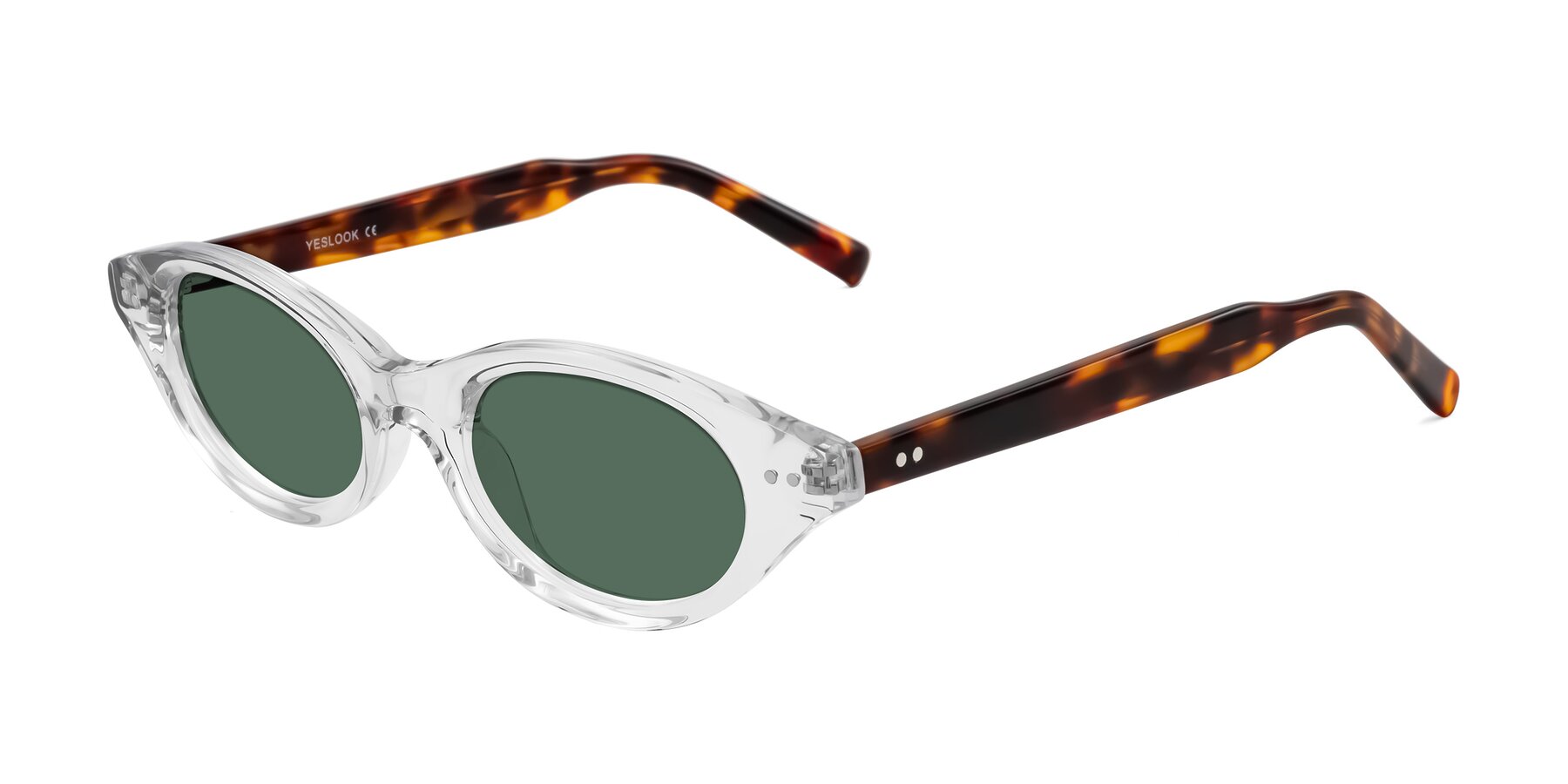 Angle of Mitri in Clear/Tortoise with Green Polarized Lenses