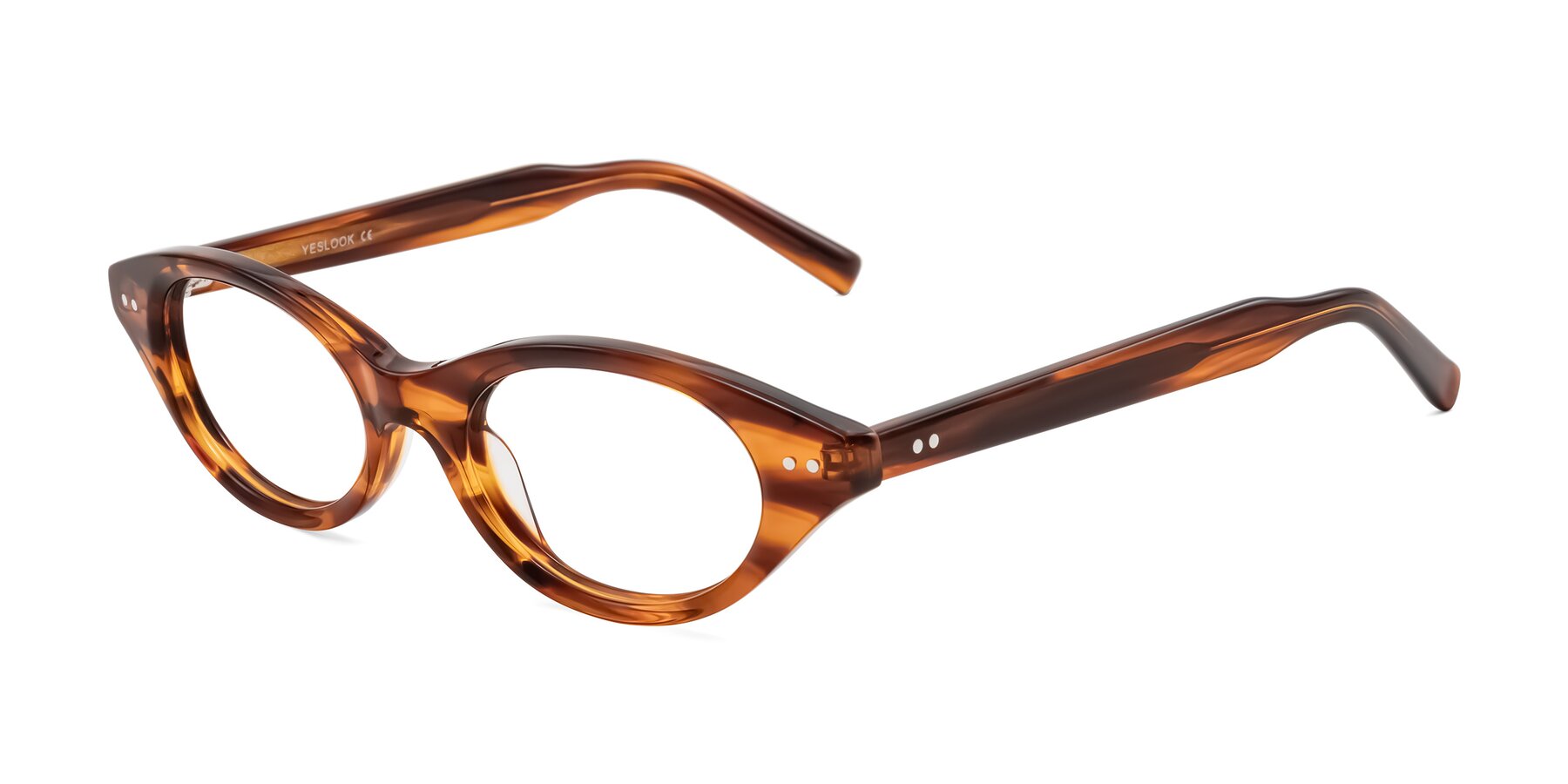 Angle of Mitri in Amber Striped with Clear Eyeglass Lenses