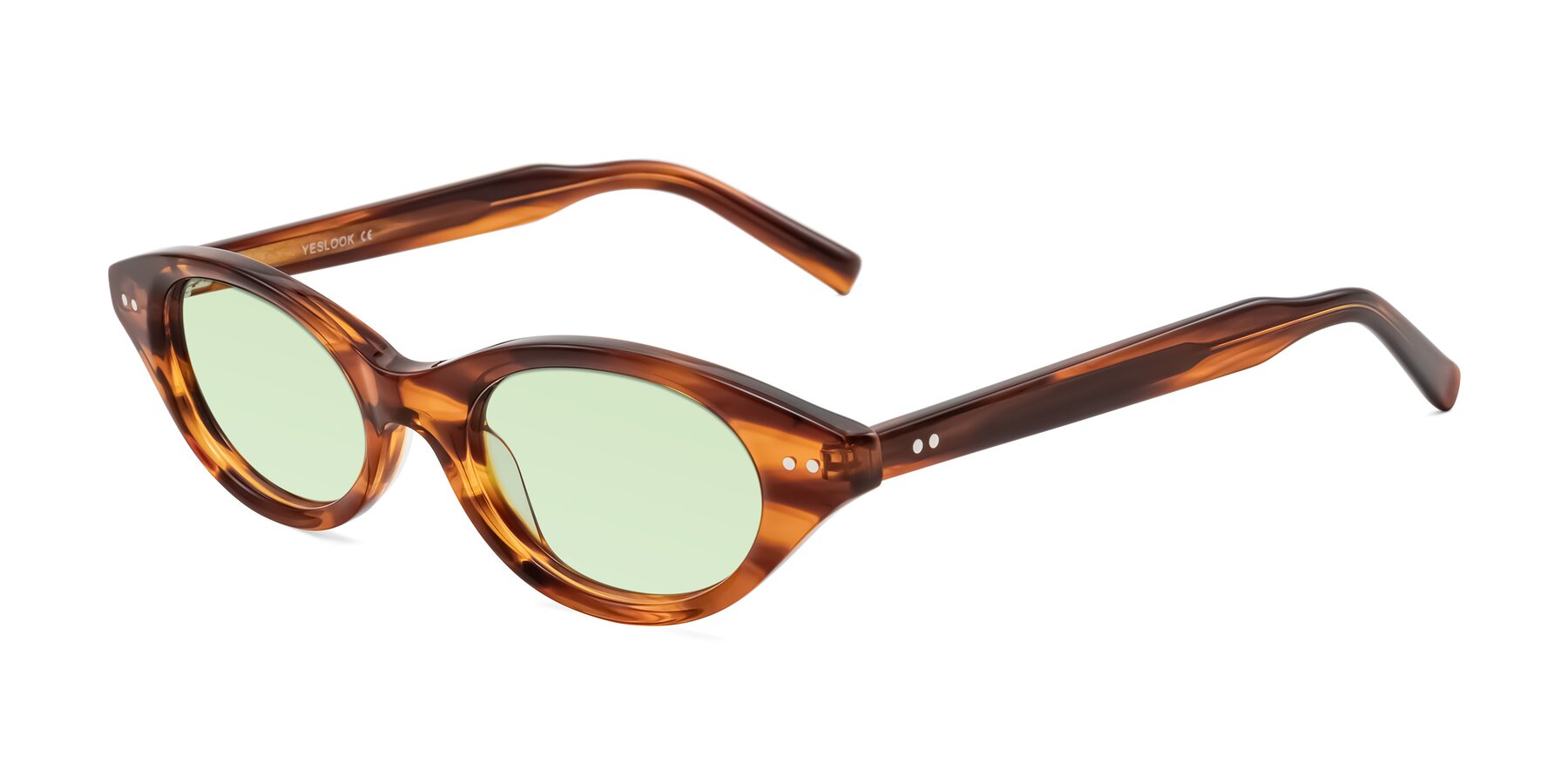 Angle of Mitri in Amber Striped with Light Green Tinted Lenses