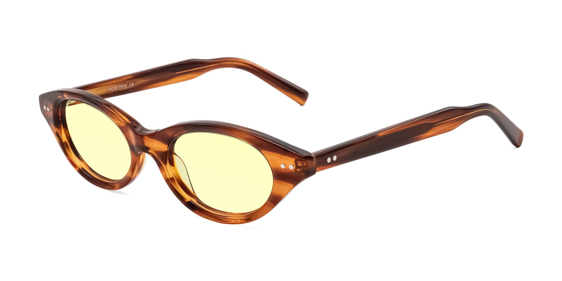 Angle of Mitri in Amber Striped with Light Yellow Tinted Lenses