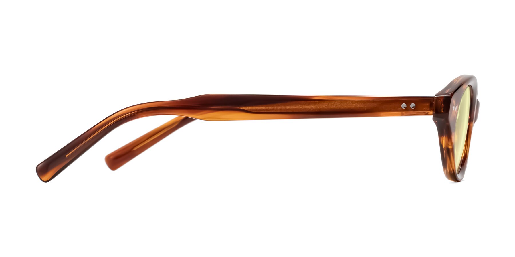 Side of Mitri in Amber Striped with Light Yellow Tinted Lenses