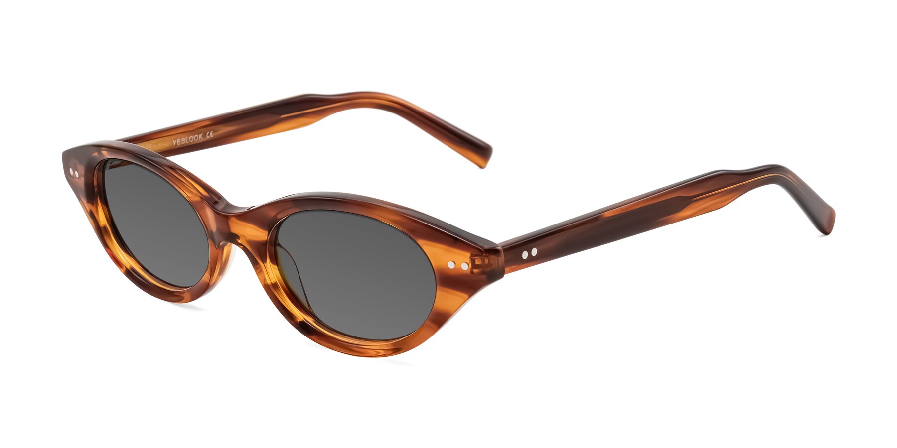 Angle of Mitri in Amber Striped with Medium Gray Tinted Lenses