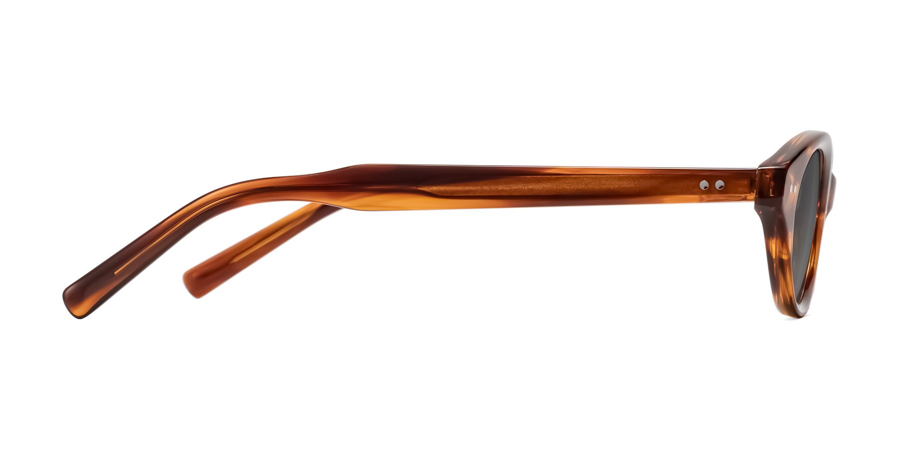Side of Mitri in Amber Striped with Medium Gray Tinted Lenses