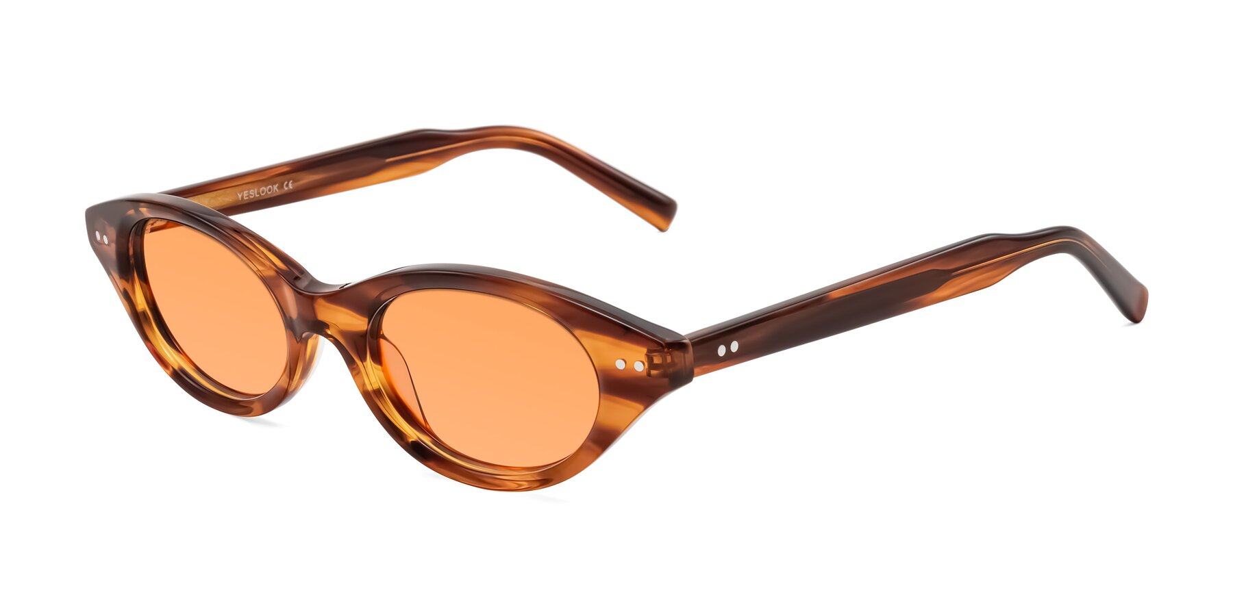 Angle of Mitri in Amber Striped with Medium Orange Tinted Lenses