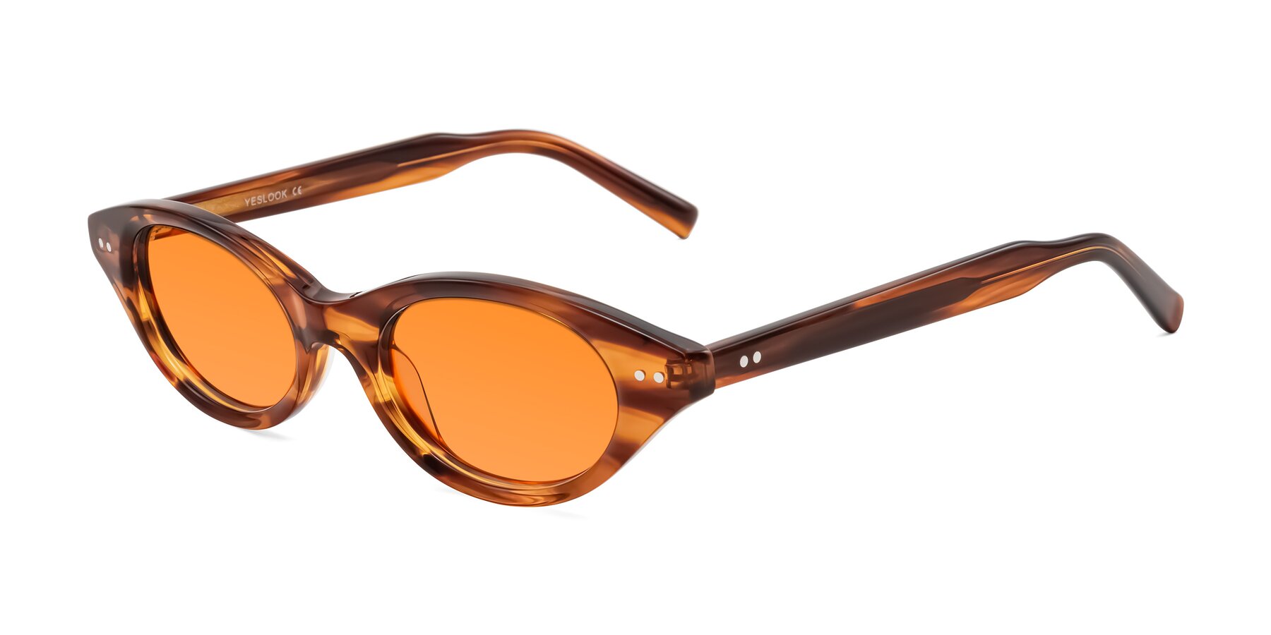 Angle of Mitri in Amber Striped with Orange Tinted Lenses