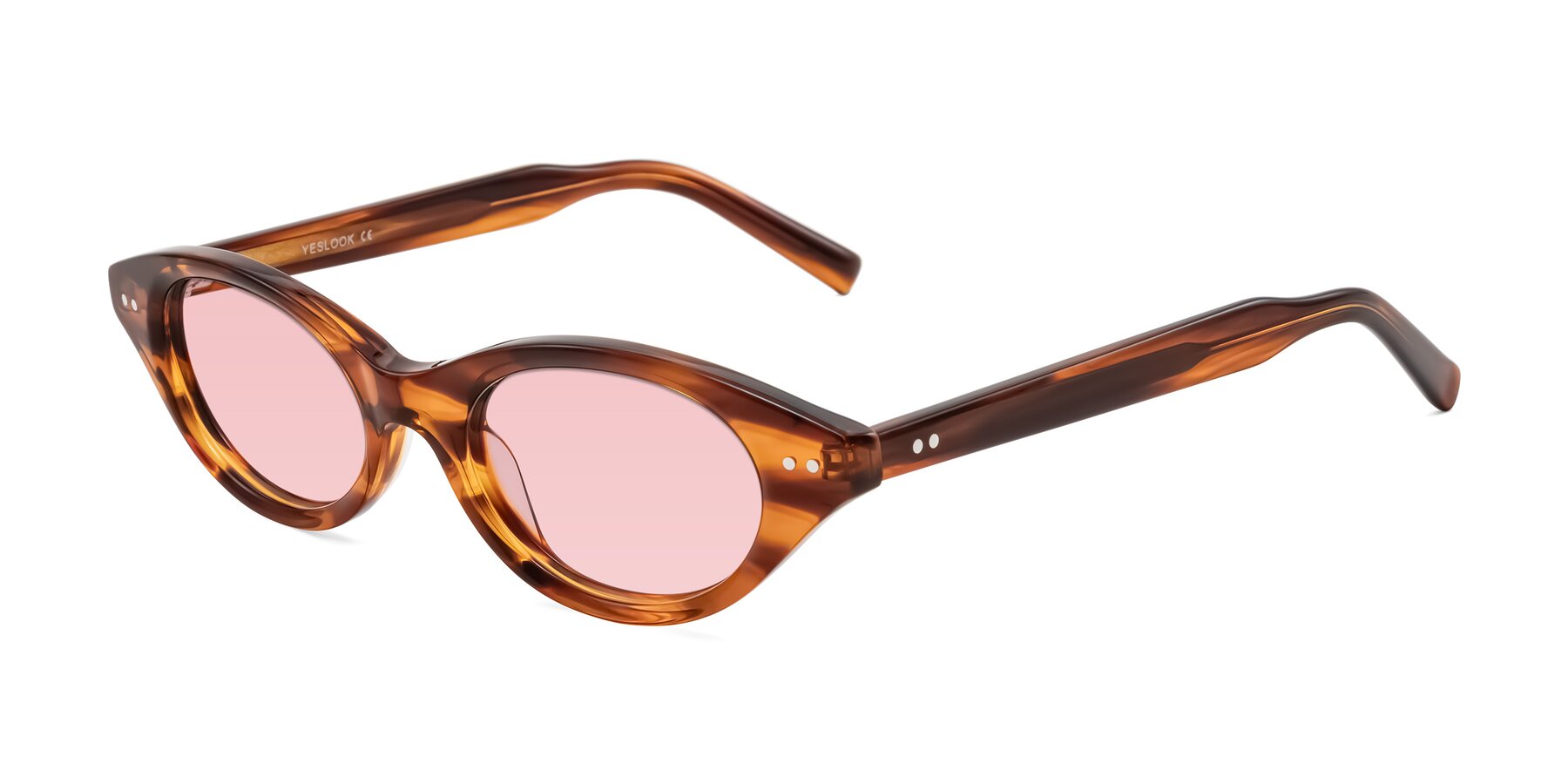 Angle of Mitri in Amber Striped with Light Garnet Tinted Lenses