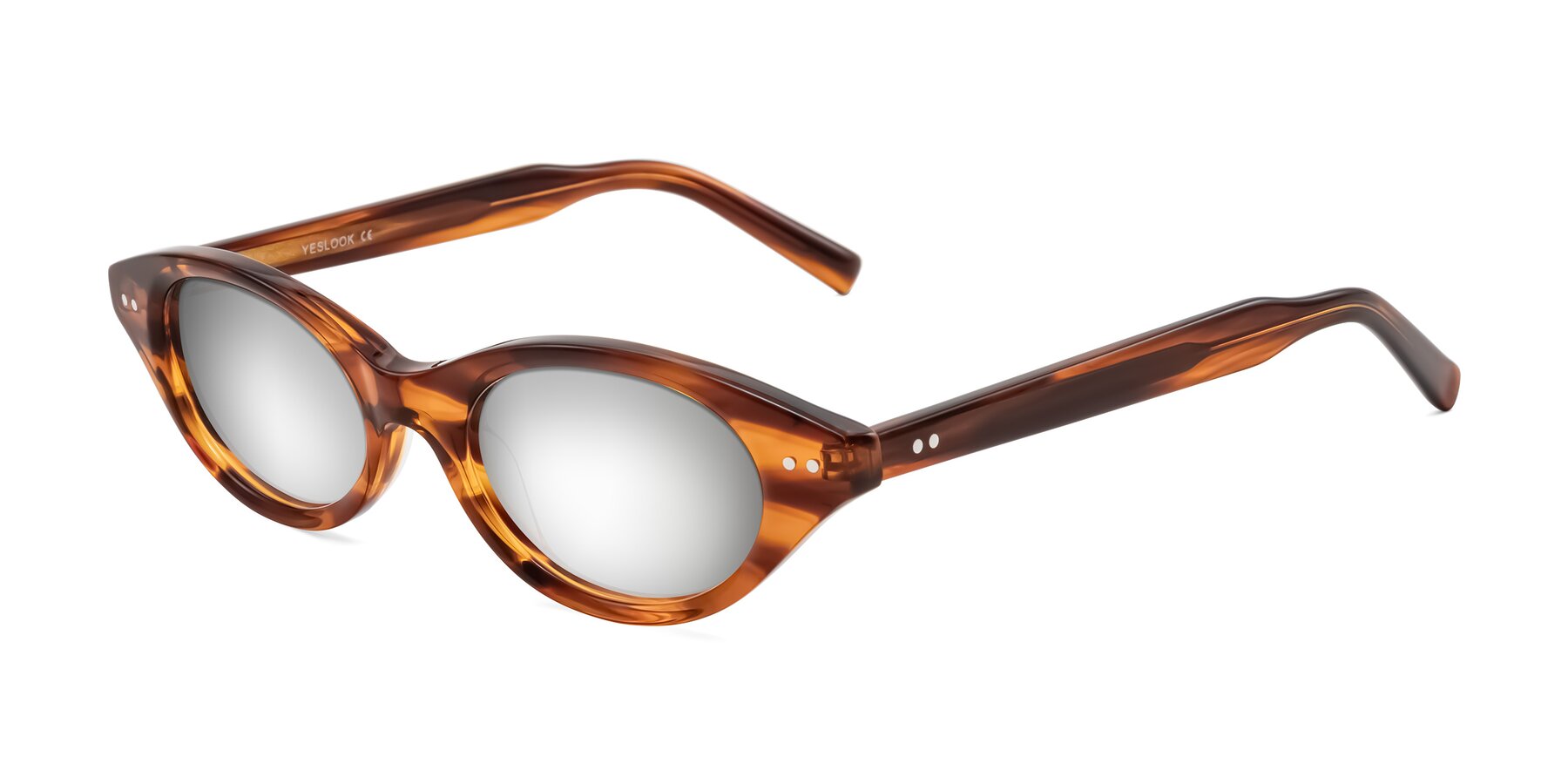 Angle of Mitri in Amber Striped with Silver Mirrored Lenses