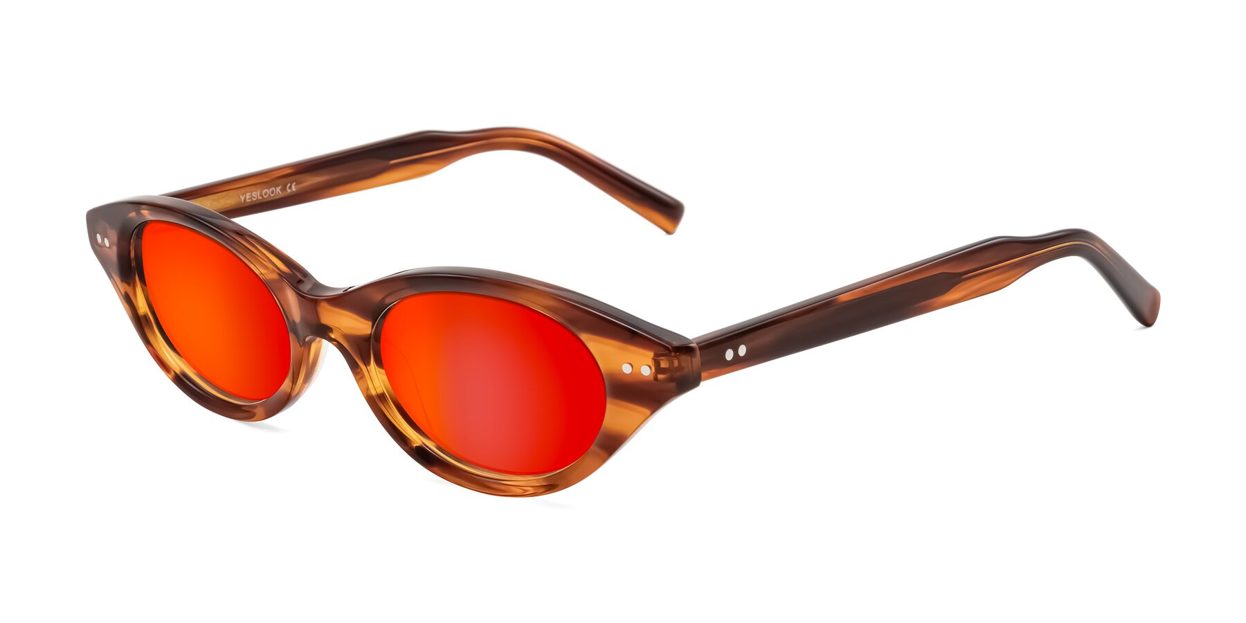 Angle of Mitri in Amber Striped with Red Gold Mirrored Lenses
