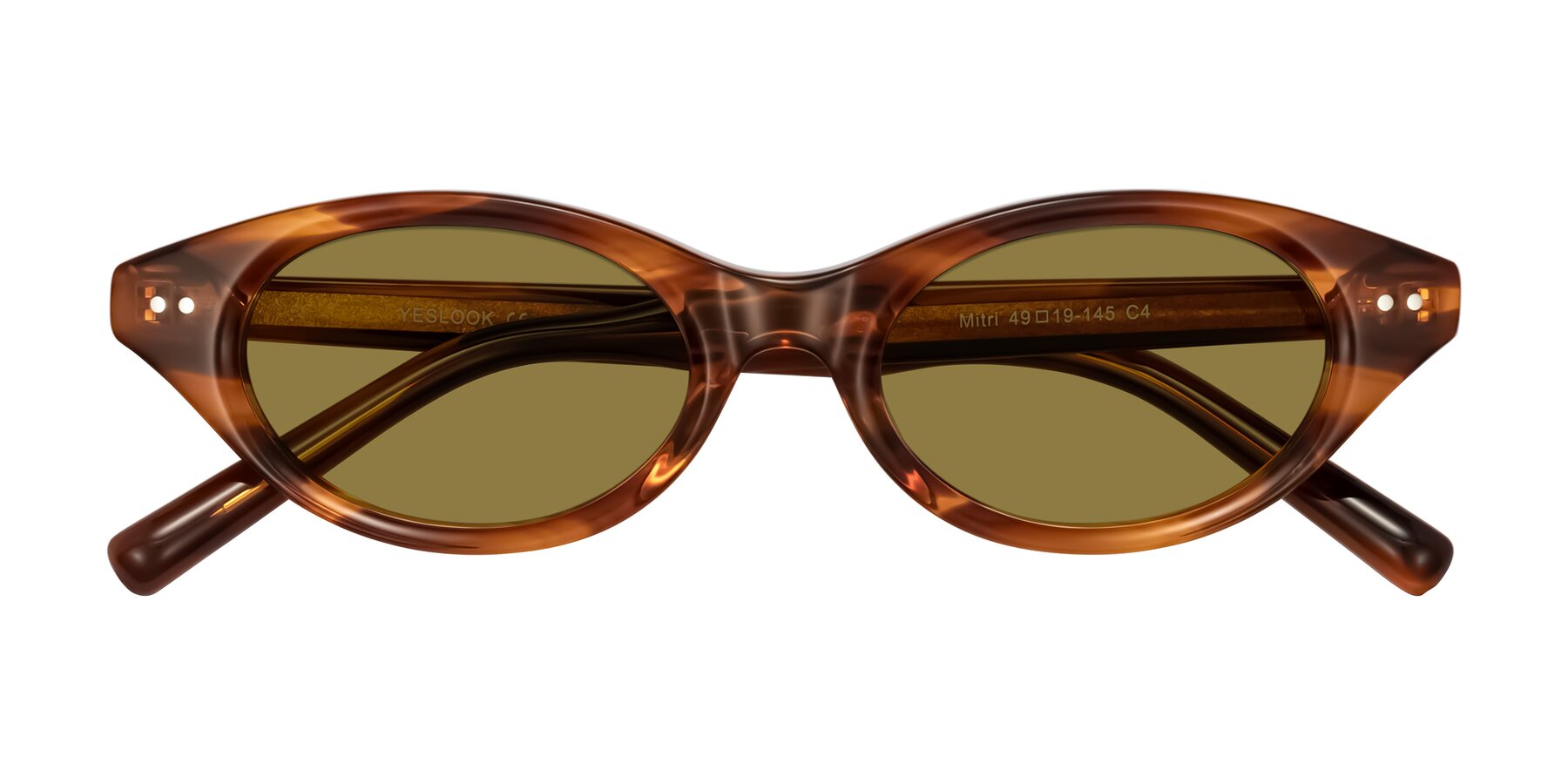 Folded Front of Mitri in Amber Striped with Brown Polarized Lenses