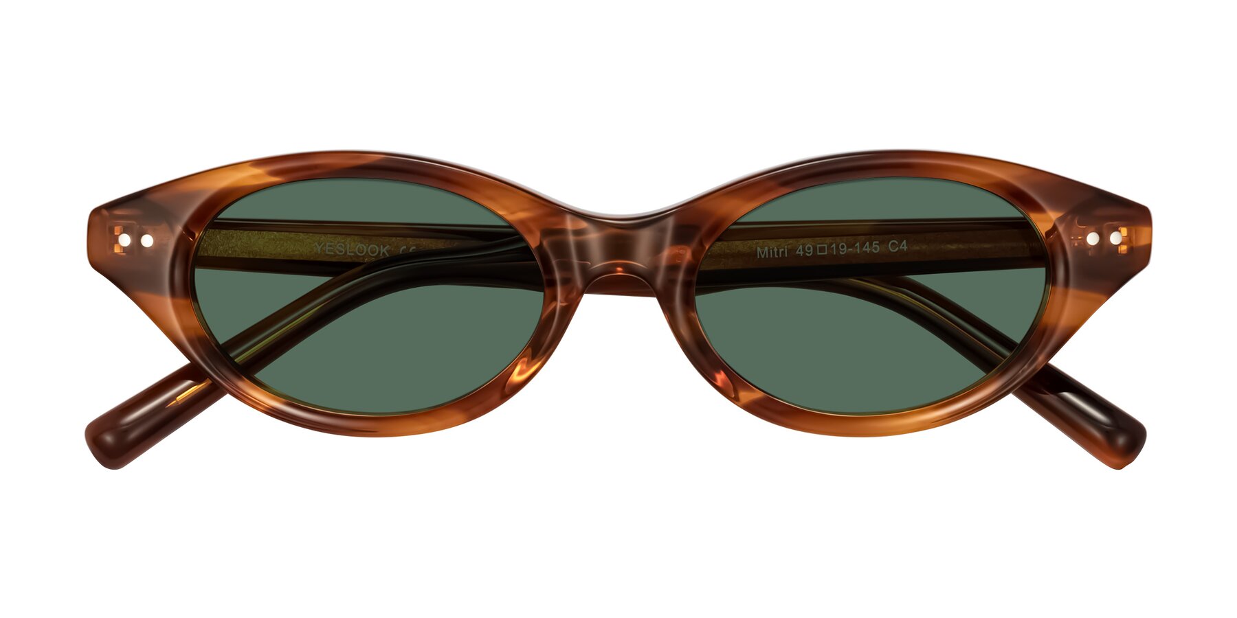 Folded Front of Mitri in Amber Striped with Green Polarized Lenses