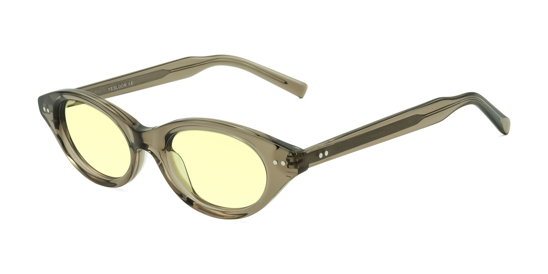 Angle of Mitri in Transparent Warm Olive with Light Yellow Tinted Lenses