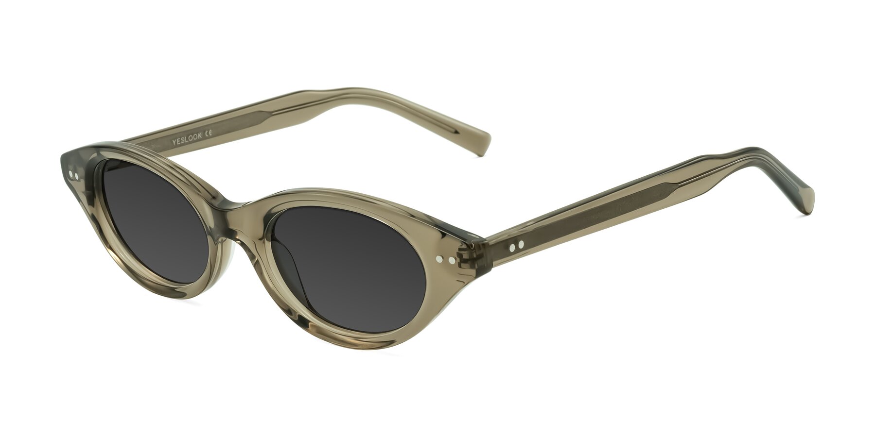 Angle of Mitri in Transparent Warm Olive with Gray Tinted Lenses