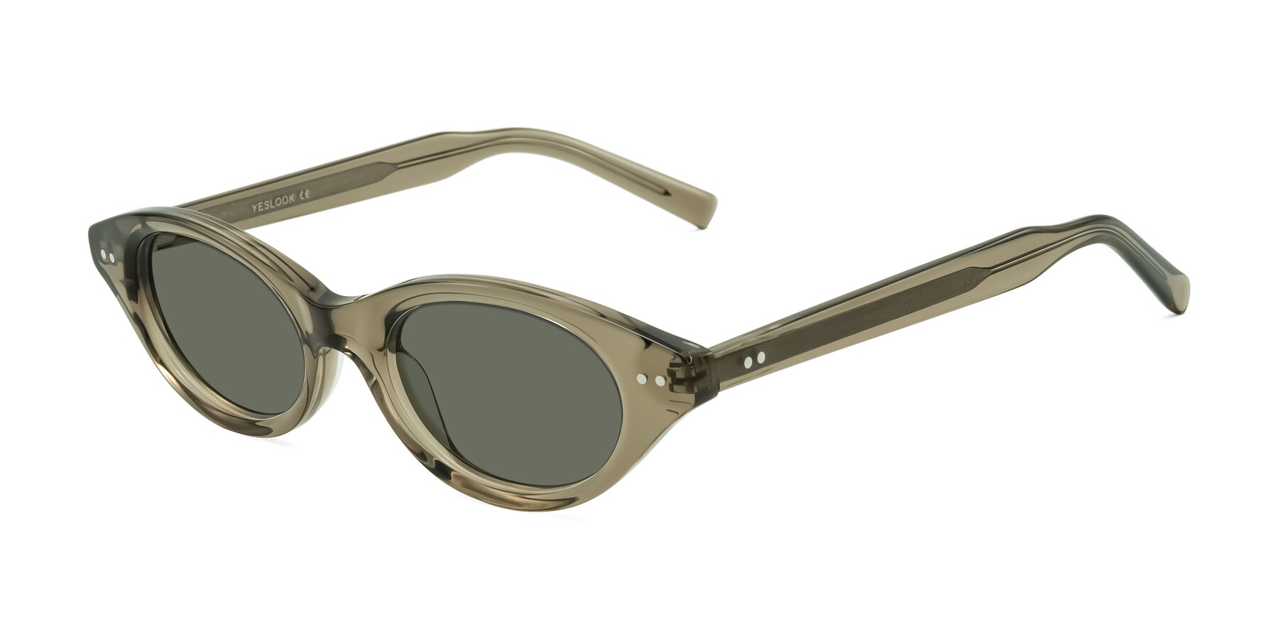 Angle of Mitri in Transparent Warm Olive with Gray Polarized Lenses