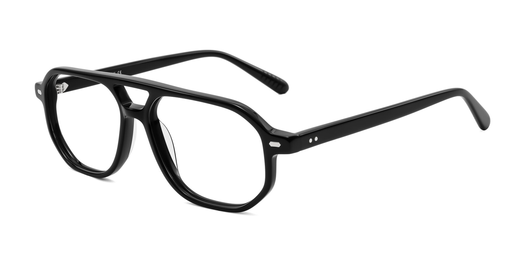 Angle of Aguilar in Black with Clear Eyeglass Lenses