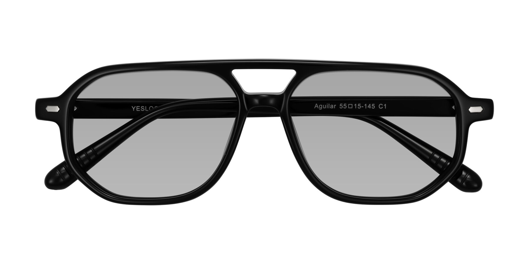 Folded Front of Aguilar in Black with Light Gray Tinted Lenses
