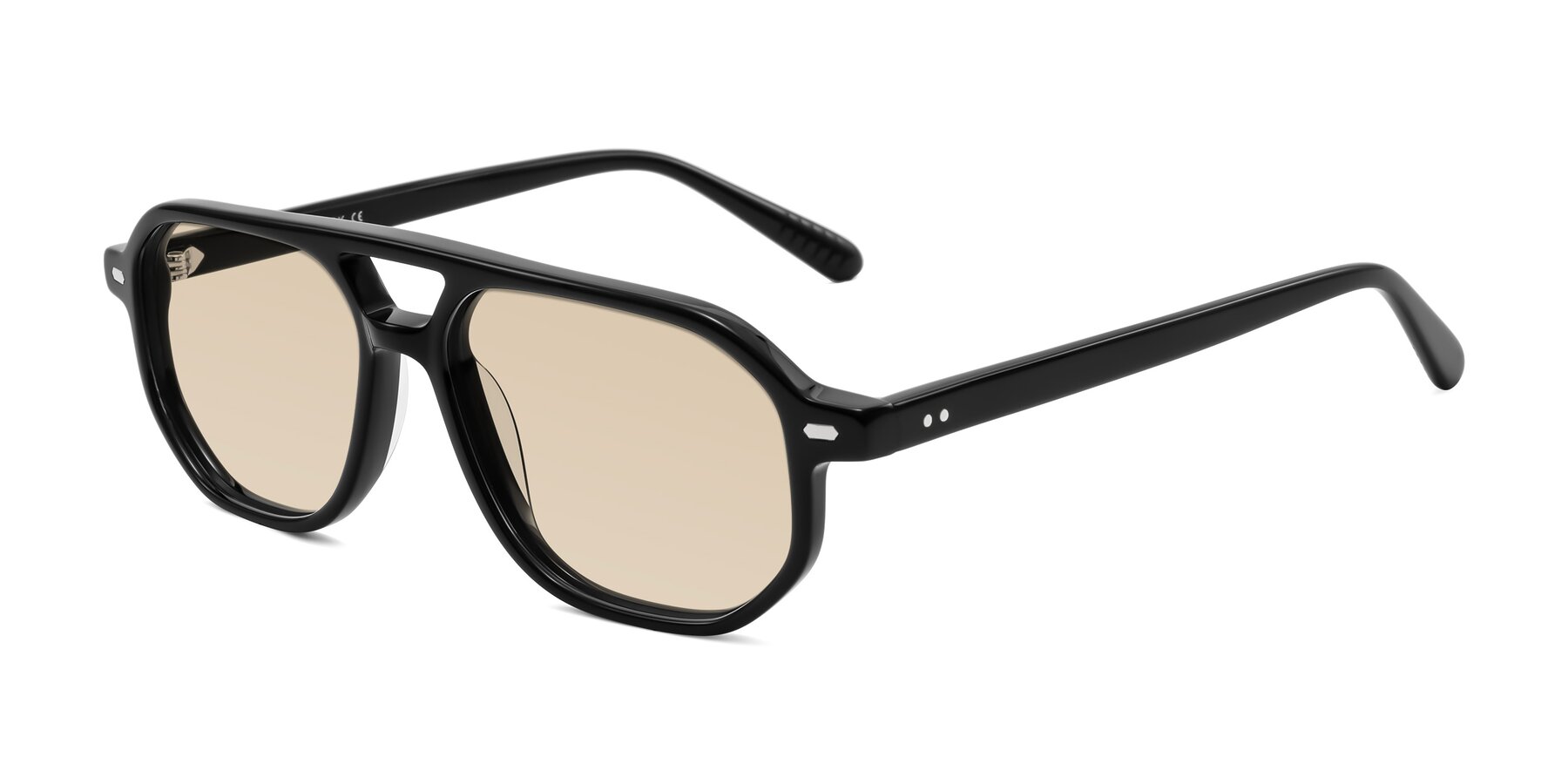 Angle of Aguilar in Black with Light Brown Tinted Lenses