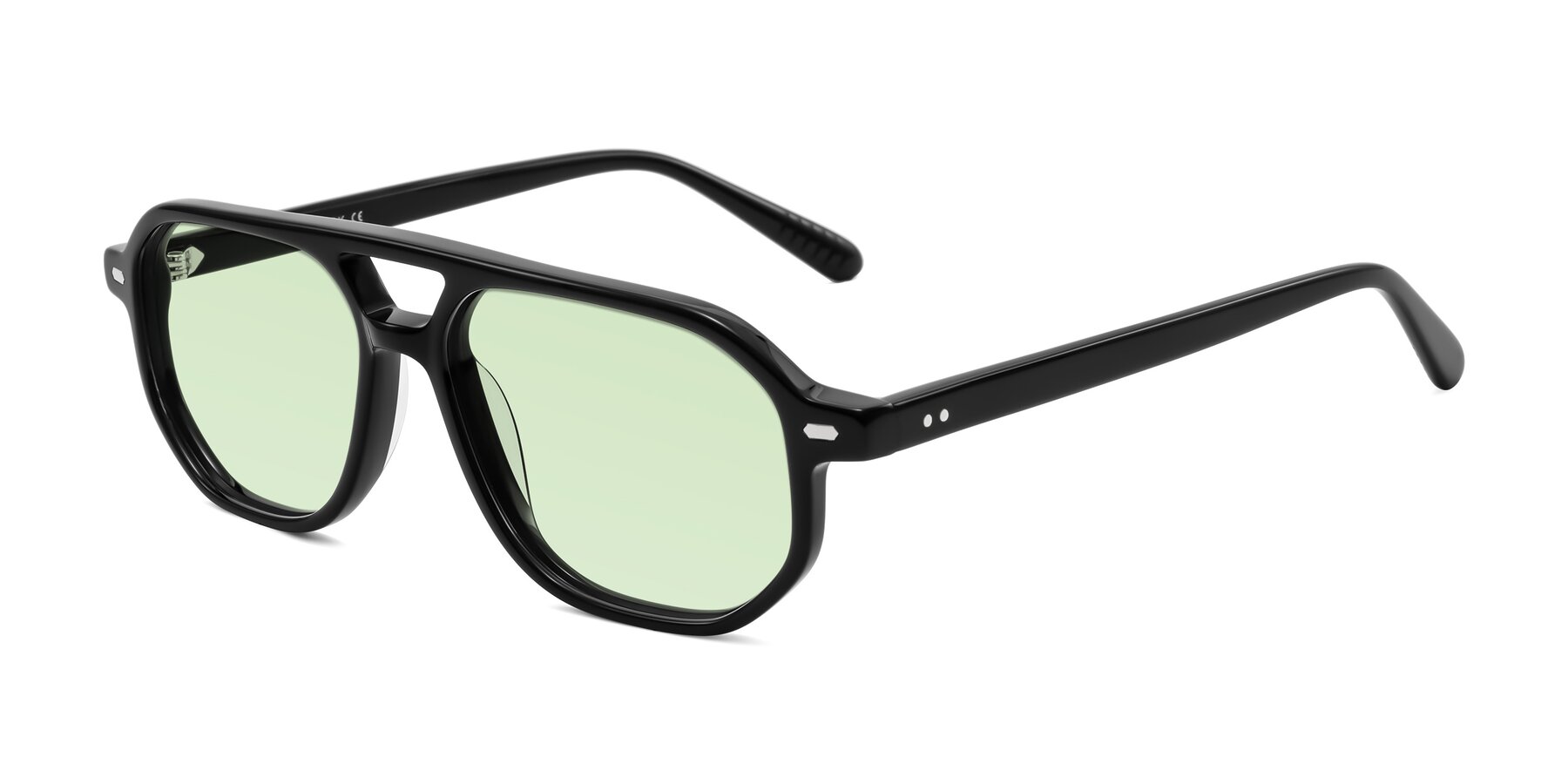 Angle of Aguilar in Black with Light Green Tinted Lenses