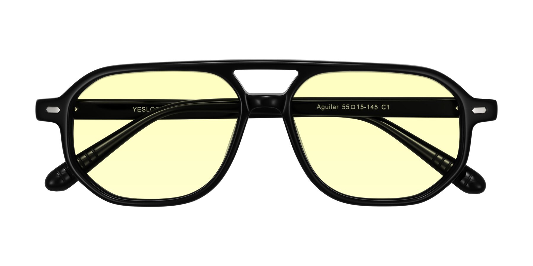 Folded Front of Aguilar in Black with Light Yellow Tinted Lenses