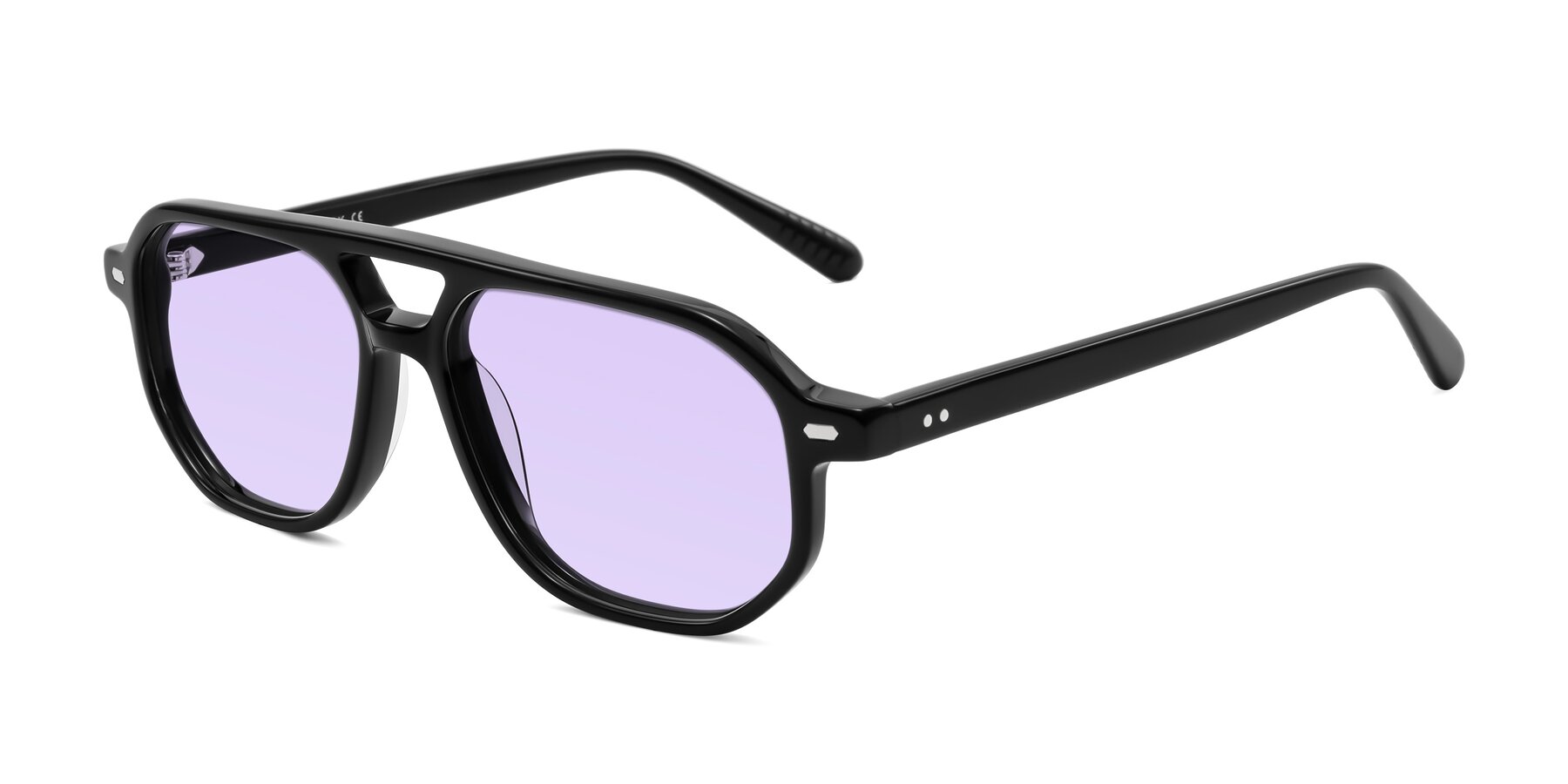 Angle of Aguilar in Black with Light Purple Tinted Lenses