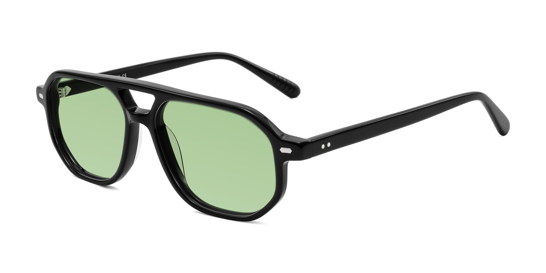 Angle of Aguilar in Black with Medium Green Tinted Lenses