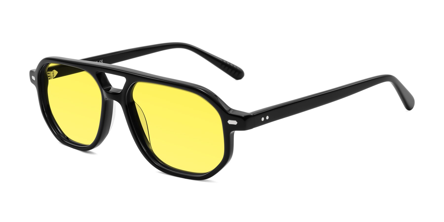 Angle of Aguilar in Black with Medium Yellow Tinted Lenses