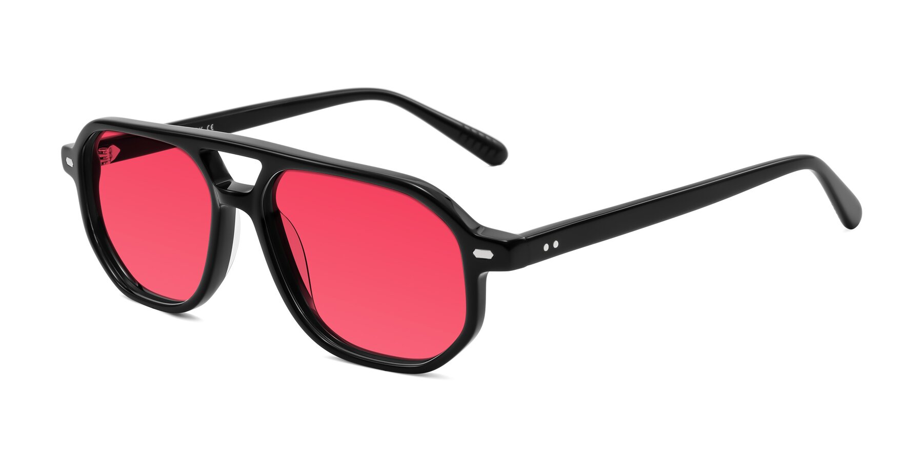 Angle of Aguilar in Black with Red Tinted Lenses