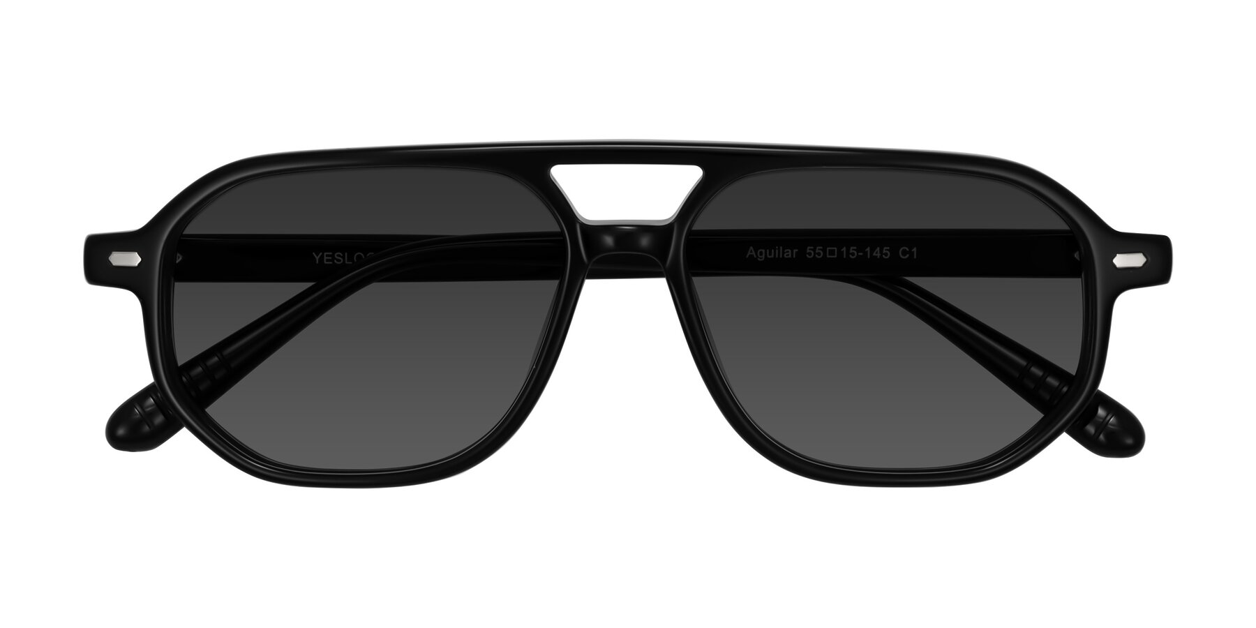 Folded Front of Aguilar in Black with Gray Tinted Lenses