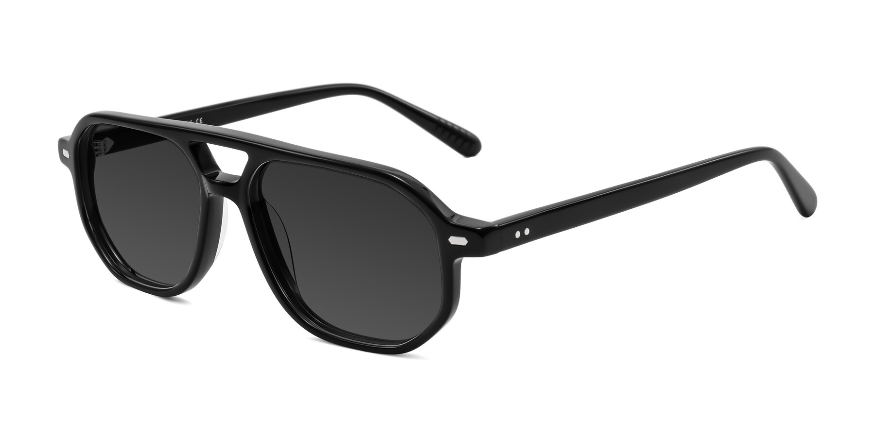 Angle of Aguilar in Black with Gray Tinted Lenses